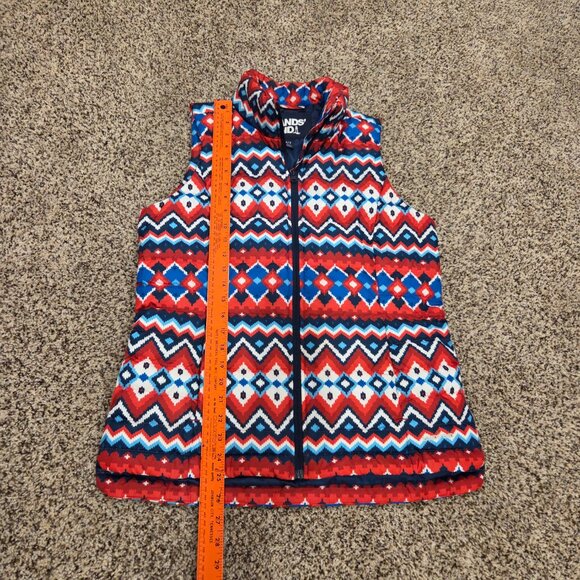 Lands' End Full Zip Quilted Puffer Vest Women's Size S Multicolor Geometric Warm - Picture 7 of 7
